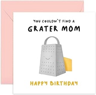 Old English Co. Funny Birthday Card for Mom from Children - 'Grater Mom' Cheese Pun - Cute Birthday 