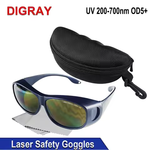 DIGRAY OD5+ Professional Laser Safety Goggles for 355nm 450nm 520nm 532nm 650nm UV Green,Blue, Red L