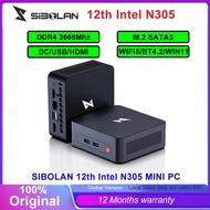 SIBOLAN 12th Intel N305 MINI PC DDR4 2666Mhz M.2 SATA SSD WIFI5 BT4.2 Windows11 Office MINI PC