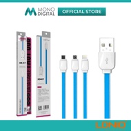 LDNIO XS-07A XS-07 XS07A XS07 I-CABLE/ MICRO/ TYPE C TO USB CABLE 2.1A TRANSMISSION CABLE - 100CM