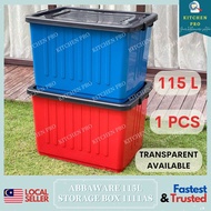 𝐊𝐈𝐓𝐂𝐇𝐄𝐍 𝐏𝐑𝐎 | 🔥1PCS 115L🔥 ABBAWARE Storage Box With Wheels 1111AS/1111 / Red Blue Transparent Box / Kotak Simpan Barang