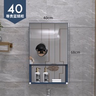 []White Space Aluminum Bathroom Mirror Cabinet Wall-mounted Light Luxury Bathroom Mirror Toilet Nordic Round Mirror Simple (Default white)