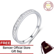 BAMOER Nhẫn Đeo Tay Bằng Bạc Ý 925 Thật AAA Zirconia Cho Nữ Trang Sức Bản To Đính Hôn Nhẫn Cưới Anel