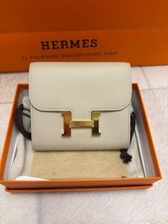 👝 Hermes Constance Short Wallet Beton GHW Evercolor Leather Stamp D 愛馬仕 康康短款錢包 銀包 冰川白 金扣 Evercolor皮 