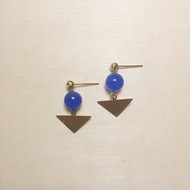 寶藍玉石扁三角耳環