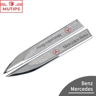 Mercedes Benz 2 Pcs Car Styling Modified Metal Rhinestone Logo Sticker Body Door Trim Side Sticker A