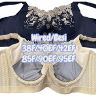 34F 38F 40EF 42EF Besi Bra Span Cotton Lembut Wired Bra Lace Baju Dalam Wanita ada dawai