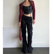 DRAWSTRING FLARED PANTS - DRAWSTRING PANTS by Sophrosyne Flared Pants Wide Leg Pants