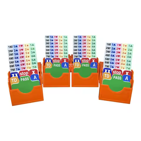 Bridge Bidding Box Set of 4, Orange Duplicate Contract Bridge Bidding Cards with Plastic Holder, Pro