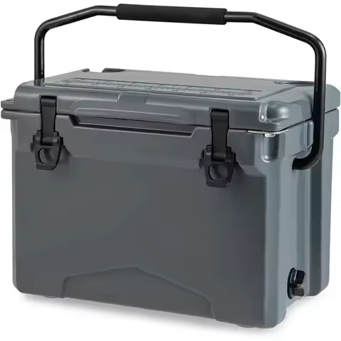 6-Day Insulated Rolling Cooler with Pull Handle, Wheels, Cup Holders, Ruler, and Bottle Opener - 25Q