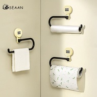 Paper Towel Holder Under Cabinet, Adhesive Or Drilling Black Paper Towel Roll Holder Rack, Under Counter Or Wall Mount For Kitchen, Bathroom, Camper