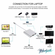 YRBWDYZDH 3 in 1 Type-C Hub, TypeC to HD Compatible USB PD 4K Output TypeC Docking Station, Plug and