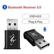 (DEAL) 2 in 1 USB Bluetooth 5.0 Transmitter Receiver AUX Audio Adapter for TV/PC/Car