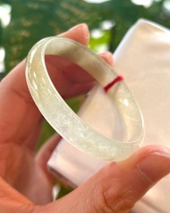 冰種 天然翡翠 緬甸翡翠 A玉 玉鐲 • 冰玻種白黃翡翠福鐲