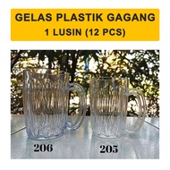 1 DOZEN / Crystal Glasses 205 and 206 per Dozen / Plastic Glasses with Handles 1 Dozen / Ice Glasses