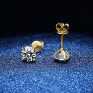 Real Moissanite 0.2ct 0.3ct 0.5ct 0.8ct 1ct 2ct Gold White D Vintage Staple Stud Earrings In S925 St