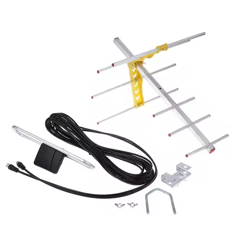 1pc Outdoor 100Mile Amplified 8 Yagi Antenna 10dB Long Range UHF/VHF/FM