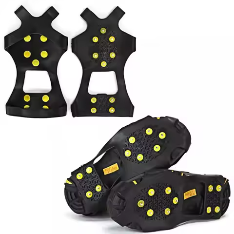 2PCS 10 Tooth Steel Nail Ice Claw Does Not Fall Off Nail Anti Slip Shoe Cover Climbing Ice and Snow 