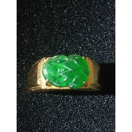 #J673 100% Natural Type A Jade Jadeite Pi Xiu Silver Adjustable Ring H9.6m