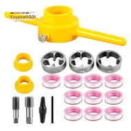 PVC Thread Maker Tool,Pipe Threader Plumbing Tool Kit,NPT Tap & Die Set with 3 Dies 1/2inch 3/4inch 
