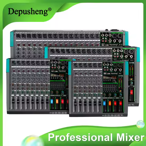 Depusheng MG Audio Sound Mixer 6/8/12/16 Channels Mixing DJ Console Professional Stage Audio Mixer w