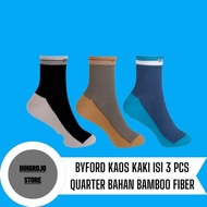 Byford Men's Antibacterial Quarter Socks, 3 Pcs Bamboo Fiber