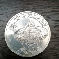koin kuno perak singapura 10 dolar