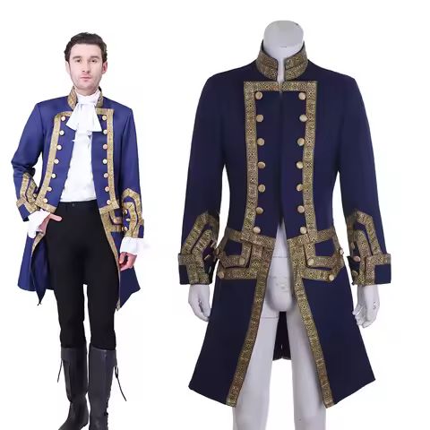 Men's Colonial Military Uniform Tailcoat Gothic Steampunk Regency Victorian Jacket Alexander Hamilto