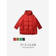 Yi Z CLUB Detachable Hooded 90 White Duck Down Retro Buckle Down Jacket with Large Size Autumn Winte