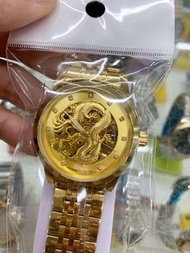 全新 發 金色龍紋機械錶