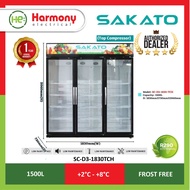 SAKATO SC-D3-1830TCH 3 Door Upright Chiller Top Compressor 1500L No Frost (Commercial Chiller / Fres