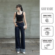 GYOMADE women's straight-leg flip-flop jeans with high waist, flattering high-quality cotton and per