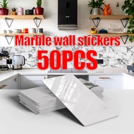 50 PCS Marble Wallpaper 30x60cm PVC Vinyl Tiles For Kitchen Venyl Tiles Sticker Waterproof Adhesive