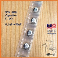 SMD Capacitor Kapasitor 50V 1uF 0.1uF 0.22uF 0.33uF 0.47uF 2.2uF 4.7uF 10uF 47uF 100uF 220uF 330uF 4