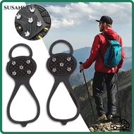 SUSANSTY 1 Pair Ice Gripper Spike, Anti-Slip Spike Shoes Crampons,  5/8 Teeth Universal Spike Grips 