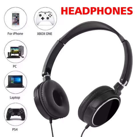 3.5mm/Type-C Wired Headphones Noise Cancelling Business Over Ear Headset Flexible Adjustable Stereo 