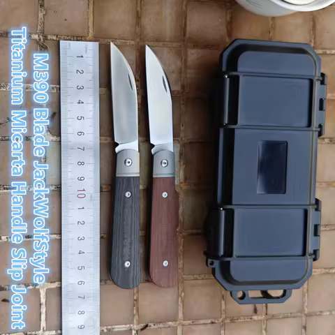 JUFULE Real M390 Blade Slip Joint JackWolfStyle Titanium Micarta Handle Hunting Tactical Camping EDC