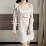 |((Green) 1+1 Real Two-Piece Thin Shoulder Dress