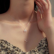 Lucky Tassel Lotus Chain Necklace Tassel Lotus Pendant Necklace