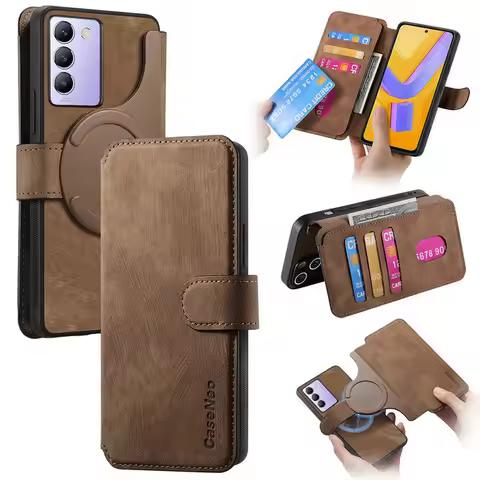 For Vivo V40 SE 5G Flip Case 2IN1 Detachable Magsafe Leather Book Funda For Vivo V29 Lite V25E V25 V