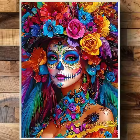 2000/1500/1000/500pcs Jigsaw Puzzle for Adults - Vibrant Floral Sugar Skull Art, Mexican-Inspired Wa