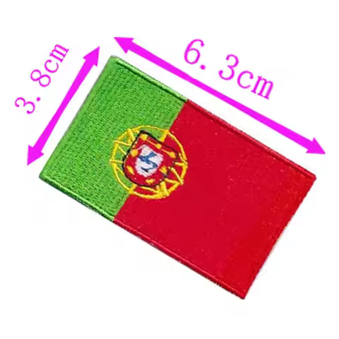 Portugal Flag Embroidery Patch 6.3cm Wide Iron On Sew On Backing
