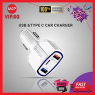 Portable Car Charger QC3.0 Quick 2 Port Charger 6.8A LED Dual Port USB Car Charger With Type C Port