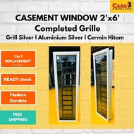 2'X6' Tingkap Casement Grille Silver Aluzinc Cermin Hitam🔥HOT SALE Casement window silver grill blac