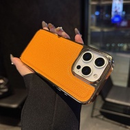 Suitable for Apple 17 Electroplating 16 Foreign Trade 15 2 in 1 14 Leather Texture iPhone17promax Ph