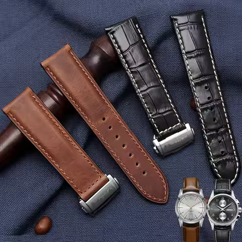 Genuine Calfskin Leather Strap 20mm 22mm Men Folding Buckle Bracelet for Hamilton KHAKI AVIATION JAZ
