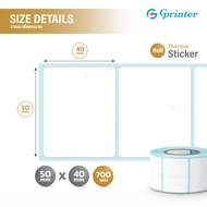 Gprinter สติ๊กเกอร์บาร์โค้ด กระดาษความร้อน Sticker ขนาด 50x40 mm 10 ม้วน กระดาษปริ้นบาร์โค้ด สติ๊กเก