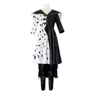 Movie Black White Witch Cruella cos costume cosplay Halloween Stage Performance Costume CruellaDeVil
