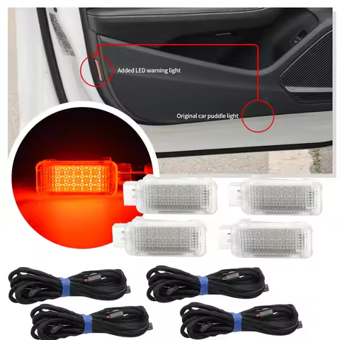4PCS Led door puddle light Interior door step courtesy warning Light For Audi A3 A4 A5 A6 A7 A8 Q3 Q