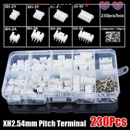 ELOK 230Pcs 2.54mm Pitch Terminal, XH2.54 Male And Female Pin Connector,  Housing Kit 4 Value 2p 3p 